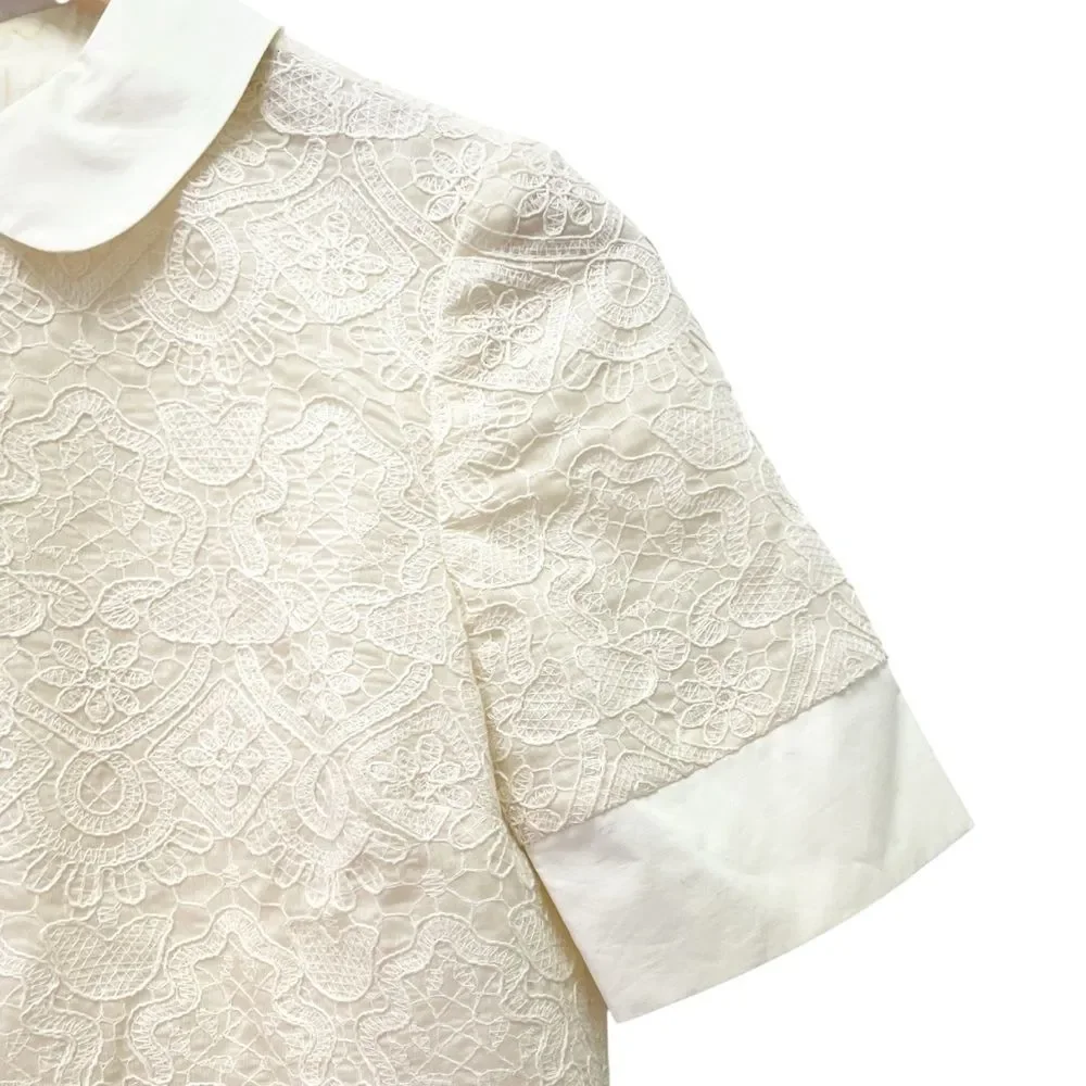 Tory Burch Aurelia Lace Top & Debra Skirt Set Cream Ivory Size 0 Matching Outfit